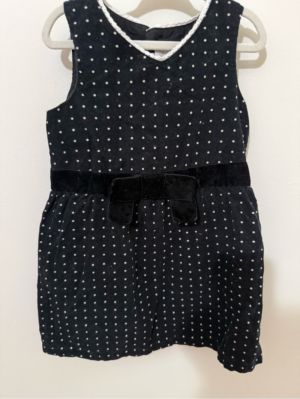 OshKosh B'gosh Black Velvet Polka Dot Dress with Bow
